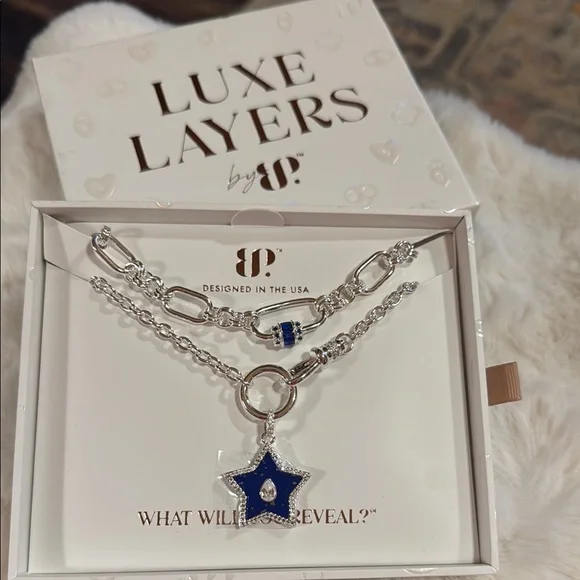 Luxe Layers Silver and Blue Star Charm Necklace - Picture 1 of 3